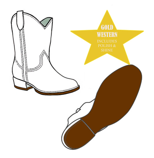 **Gold Western- Half Sole, Heel, Polish & Shoe Shine